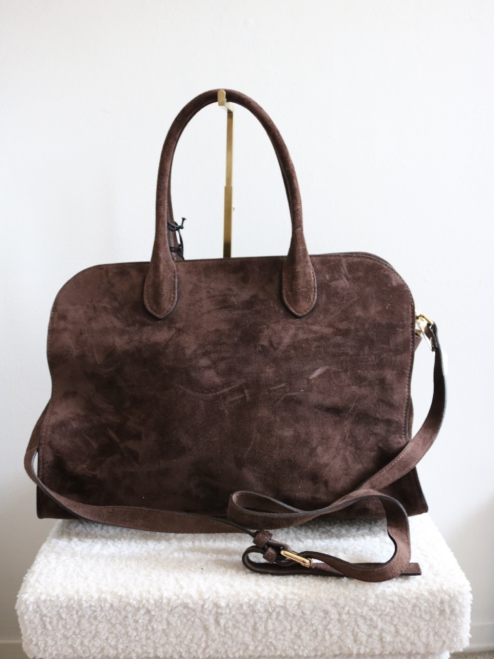 NWT Claudia Firenze Large Suede Bag Chocolate Brown - Picture 2 of 5